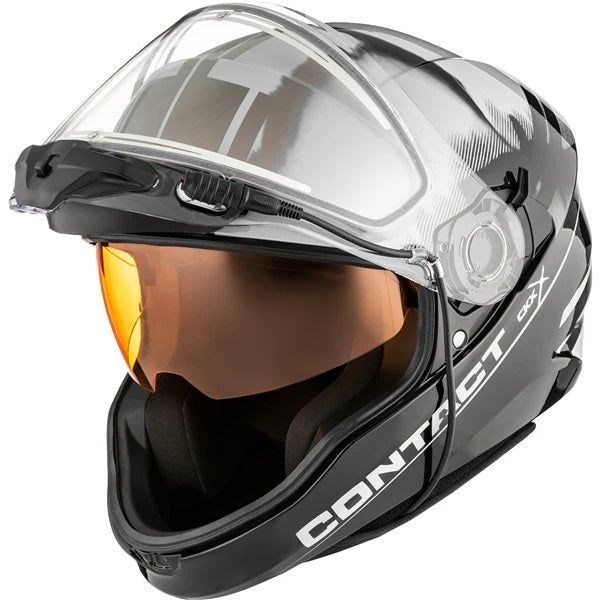 Casque Intégral de Motoneige Contact Onyx Blanc incliné de face visière double électrique