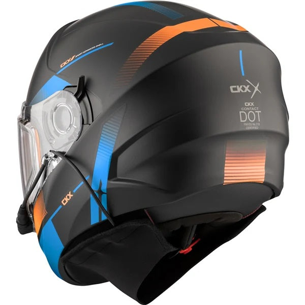 Casque de Motoneige Intégral Contact Edge Visière Double Électrique Bleu/Orange de dos