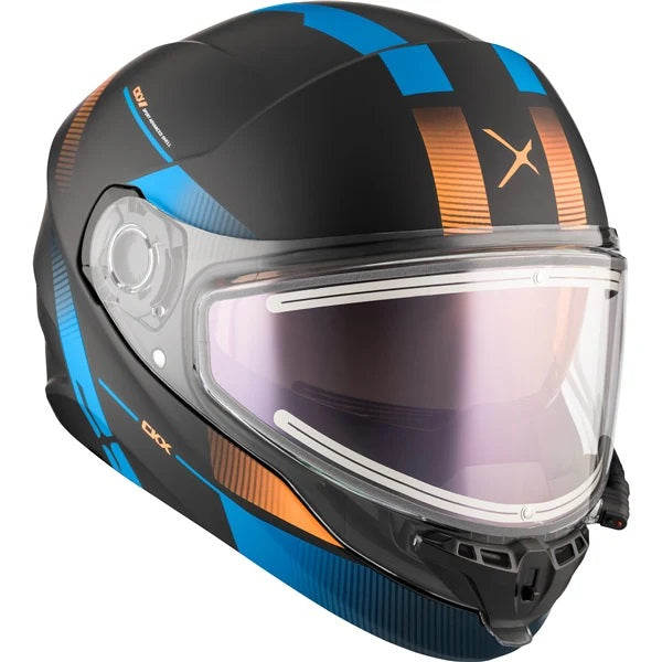 Casque de Motoneige Intégral Contact Edge Visière Double Électrique Bleu/Orange de face