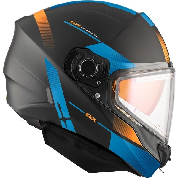 Casque de Motoneige Intégral Contact Edge Visière Double Électrique Bleu/Orange de gauche