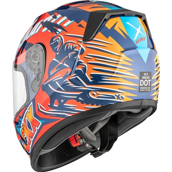 Casque Intégral de Motoneige RR24Y Sleeder Junior Rouge/Multicolore de dos