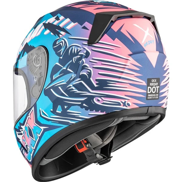 Casque Intégral de Motoneige RR24Y Sleeder Junior Bleu/Multicolore de dos