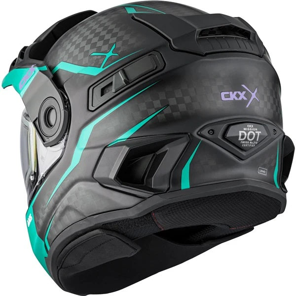 Casque Intégral de Motoneige Mission Carbone Fury Noir/Bleu de dos