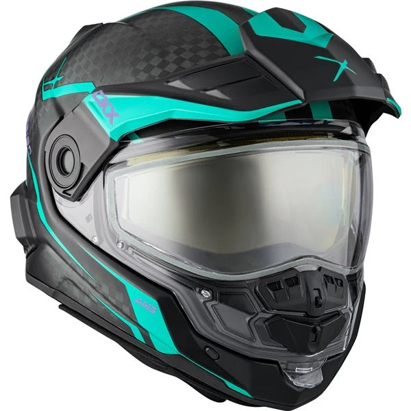 Casque Intégral de Motoneige Mission Carbone Fury Noir/Bleu visière fermée de face