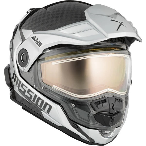 Casque Intégral de Motoneige Mission Alaska Carbone Argent, de face