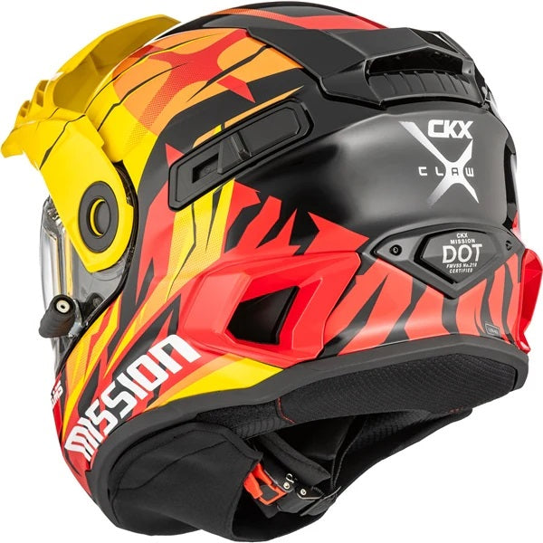 Casque Intégral de Motoneige Mission Claw Jaune/Rouge de dos