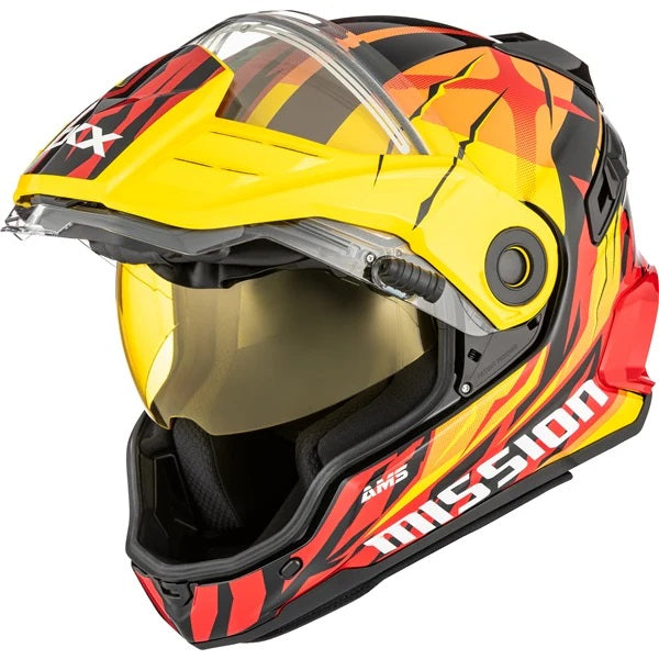 Casque Intégral de Motoneige Mission Claw Jaune/Rouge de droite