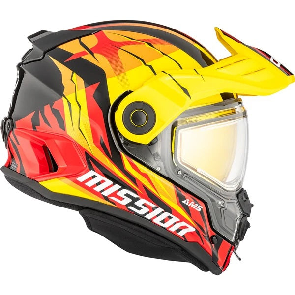 Casque Intégral de Motoneige Mission Claw Jaune/Rouge de gauche