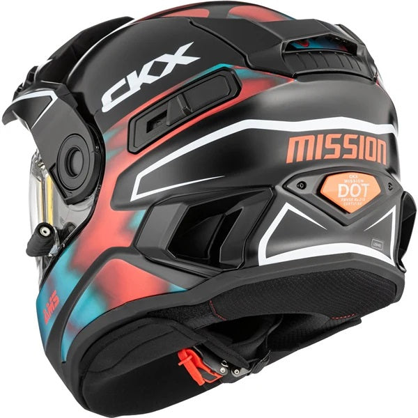 Casque Intégral de Motoneige Mission Tanium Orange/Bleu de dos