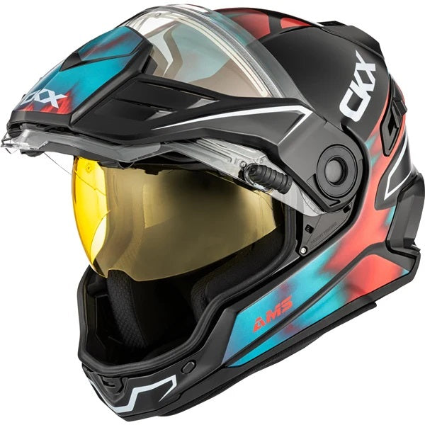 Casque Intégral de Motoneige Mission Tanium Orange/Bleu de droite