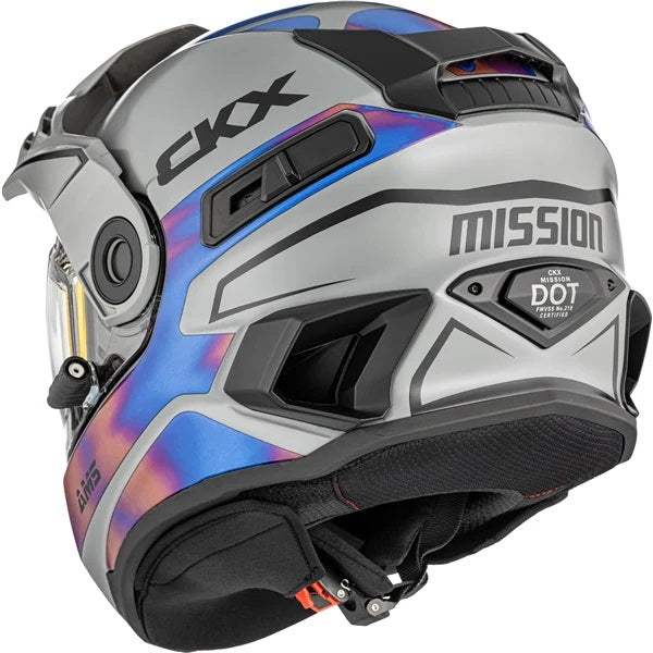 Casque Intégral de Motoneige Mission Tanium Bleu/Gris de dos