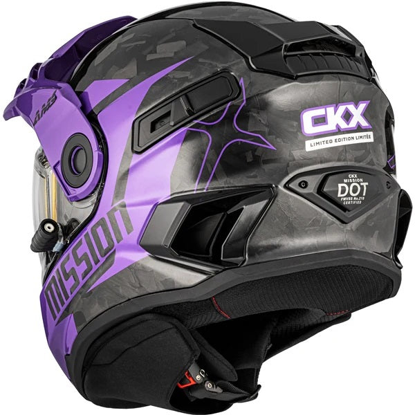 Casque Intégral de Motoneige Mission Carbone Édition Limitée Mauve/Noir de dos