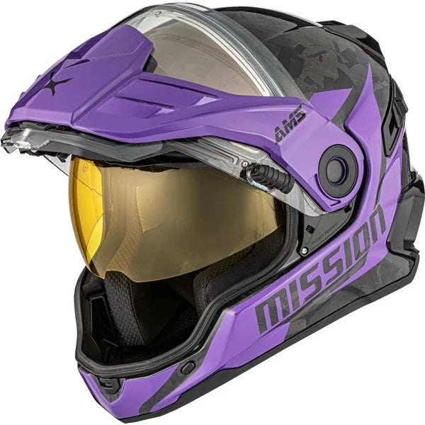 Casque Intégral de Motoneige Mission Carbone Édition Limitée Mauve/Noir de droite