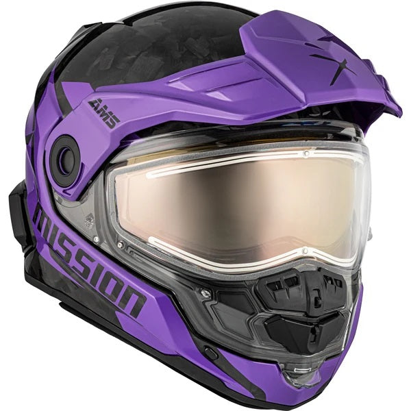 Casque Intégral de Motoneige Mission Carbone Édition Limitée Mauve/Noir de face
