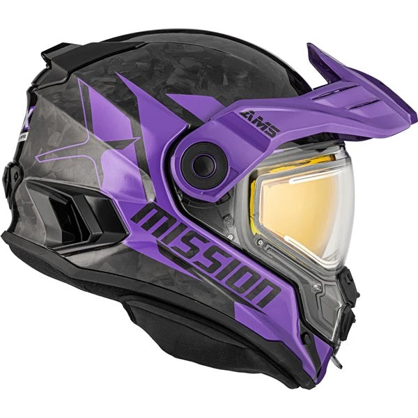 Casque Intégral de Motoneige Mission Carbone Édition Limitée Mauve/Noir de gauche