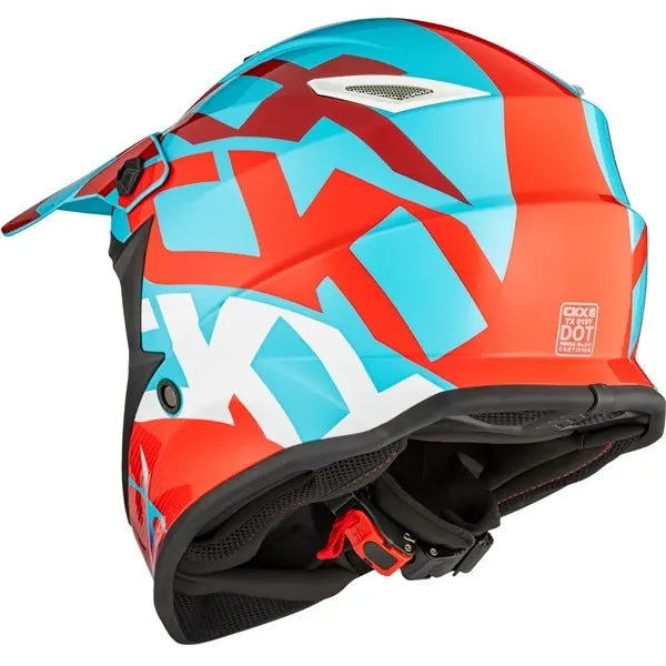 Casque de Motocross TX019Y Howl Junior Bleu/Rouge, de dos