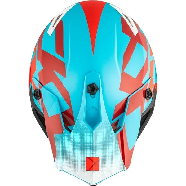 Casque de Motocross TX019Y Howl Junior Bleu/Rouge, Dessus