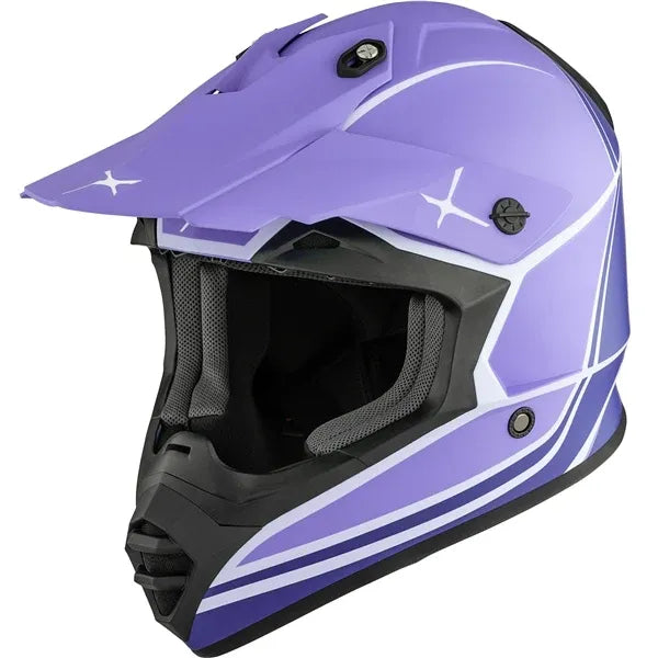 Casque de Motocross TX228 Energy Mauve, côté gauche