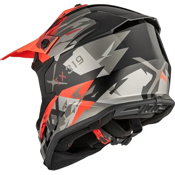 Casque Hors-Route TX319 Jagged Rouge, de dos