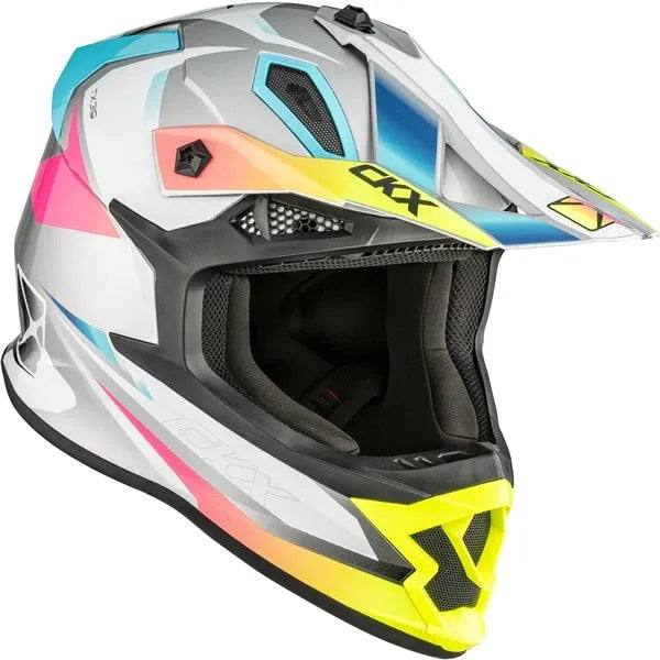Casque Hors-Route TX319 Skyway Blanc/Bleu, de côté