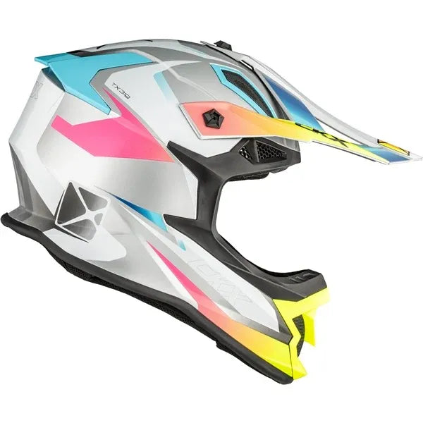 Casque Hors-Route TX319 Skyway Blanc/Bleu, côté droit
