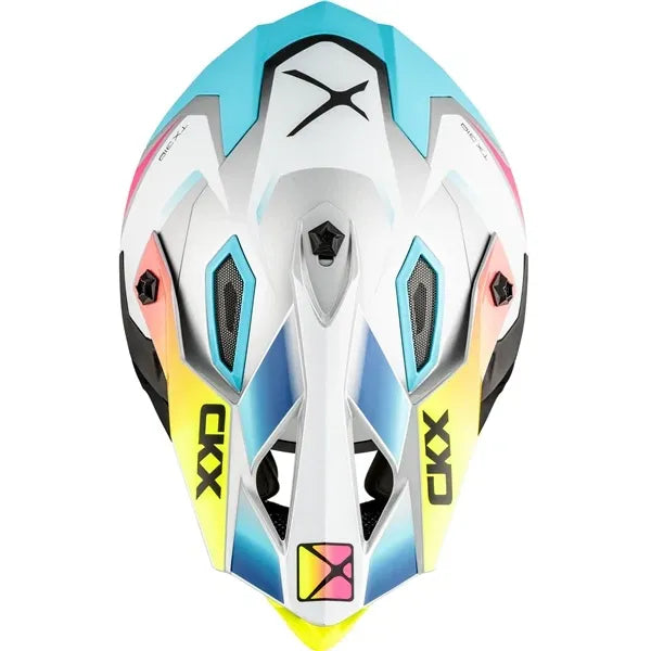 Casque Hors-Route TX319 Skyway Blanc/Bleu, Dessus