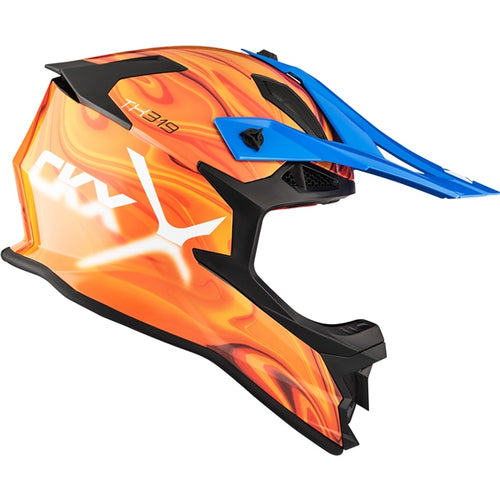 Casque de Motocross TX319 Volcanic Orange/Bleu de gauche