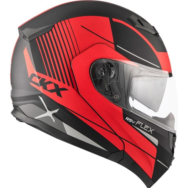 Casque Modulaire de Moto Flex Rsv Tempo| Noir et rouge du côté