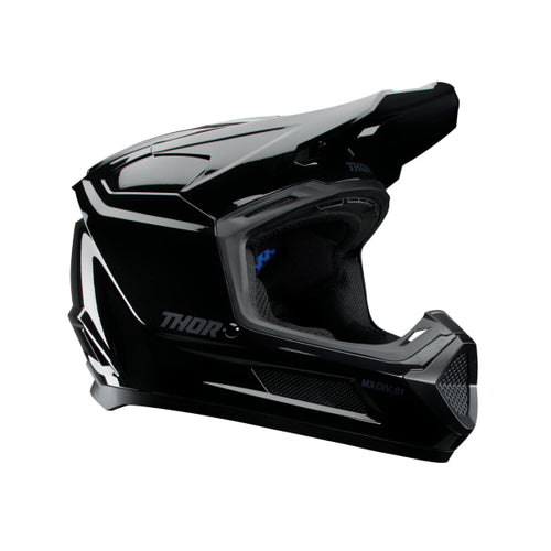 Casque de Motocross Fleet Blackout Junior Noir brillant, vue 3/4