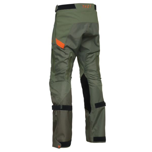 Pantalon de Motocross Range Thor kaki, de dos