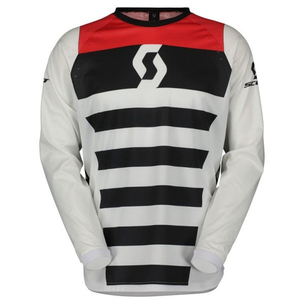 Chandail de Motocross Evo Race Scott noir blanc et rouge, de face