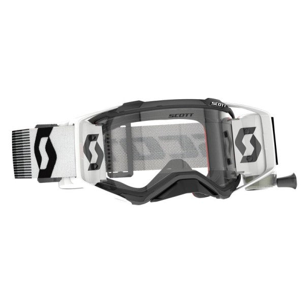 Lunette de Motocross Prospect WFS Roll-Off Scott noir et blanc, de 3/4
