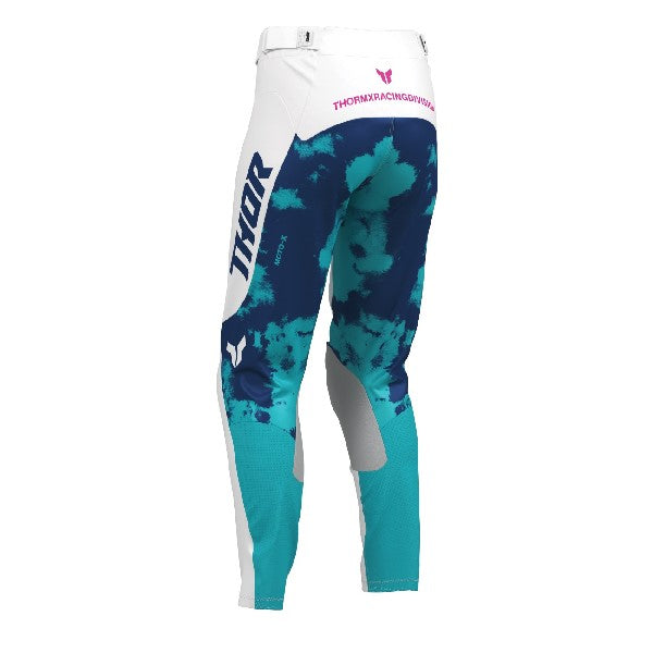Pantalon de Motocross Launchmode Bleach Femme Thor/ de dos/ blanc bleu