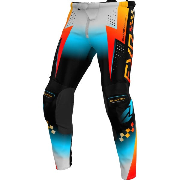 Pantalon de Motocross Clutch Pro Orange/Bleu de face