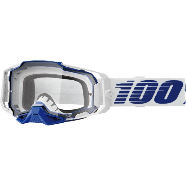 Lunettes de Motocross Armega Lentille Claire 100% Bleu/Blanc