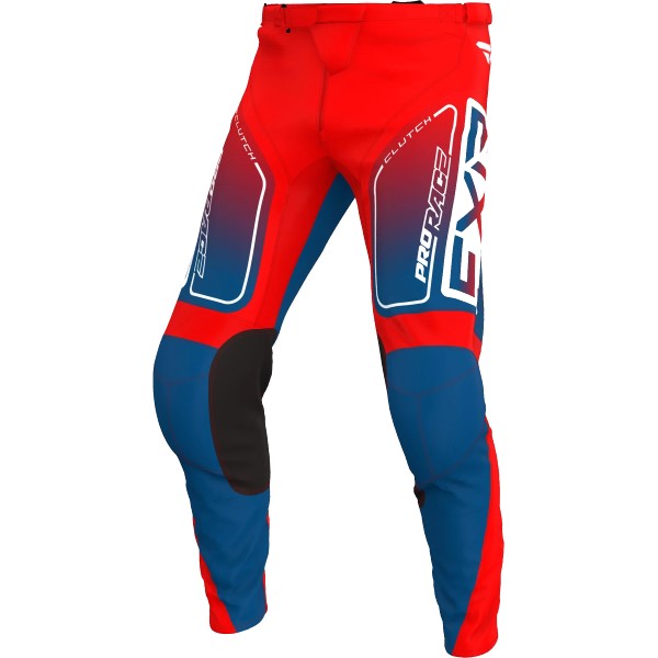 Pantalon de Motocross Clutch FXR Bleu/Rouge de devant