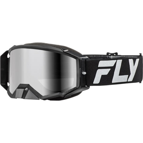 Lunettes de Motocross Zone Elite Argent/Noir incliné de droite