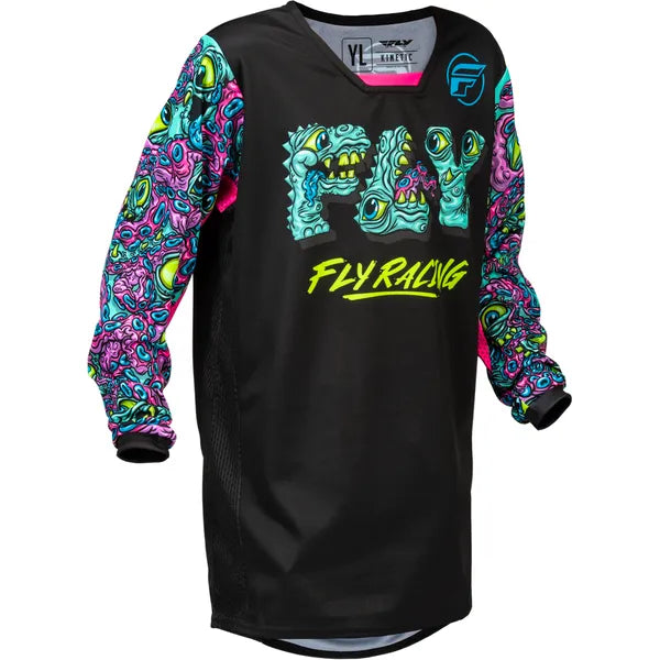 Chandail de Motocross Kinetic Mutant Junior/Fly/noir gris, de face