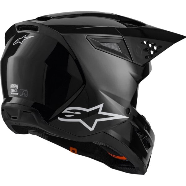 Casque de Motocross SM3 Solid Noir Lustré incliné de dos