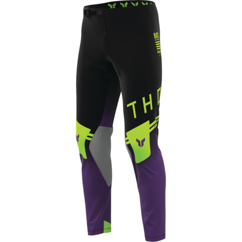 Pantalon de Motocross Sportmode Geo Thor Noir/Mauve, de profil 