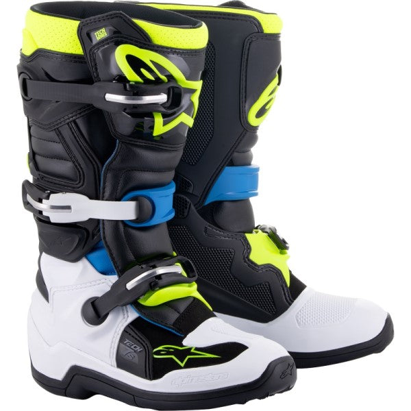 Bottes Tech 7S pour Enfant Noir/Jaune/Bleu