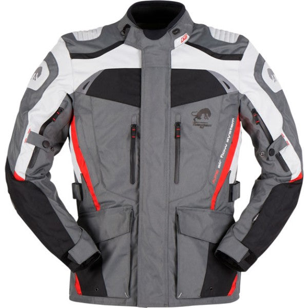 Manteau de Moto Apalaches Noir/Gris/Rouge de face