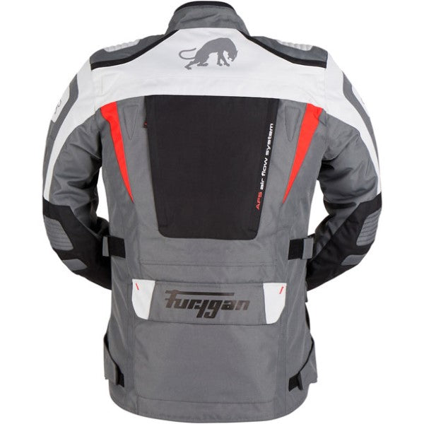 Manteau de Moto Apalaches Noir/Gris/Rouge de dos