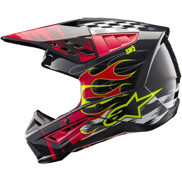 Casque de Motocross SM5 Rash Gris/Rouge de droite