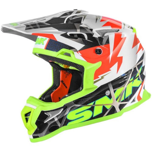 Casque de Motocross Allterra Fulmine Blanc/Multicolore incliné de droite