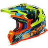 Casque de Motocross Allterra Fulmine Bleu/Jaune/Orange incliné de droite