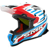 Casque de Motocross Allterra Bulldozer Bleu/Blanc/Rouge incliné de droite