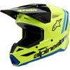 Casque de Motocross Supertech M3 Radium Junior Jaune/Bleu incliné de face