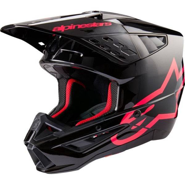 Casque de Motocross Supertech M5 Corp Noir/Rose incliné de face