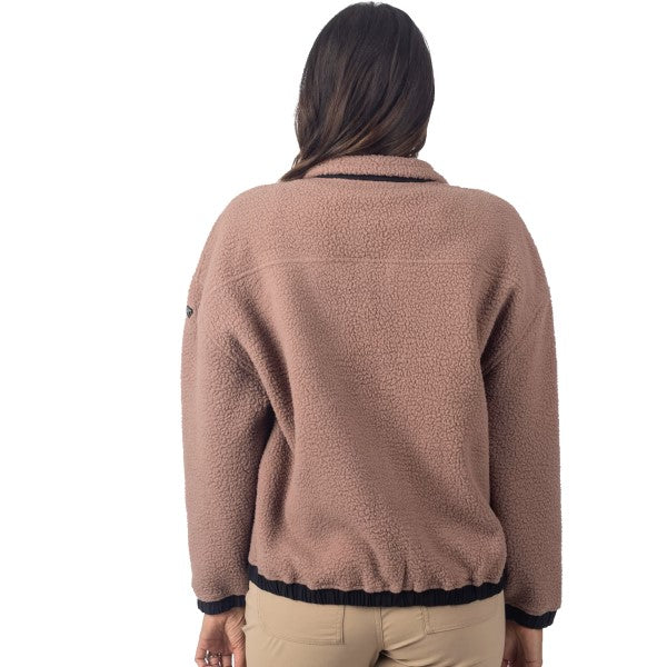 Manteau High Pile Sira Femme Mauve de dos